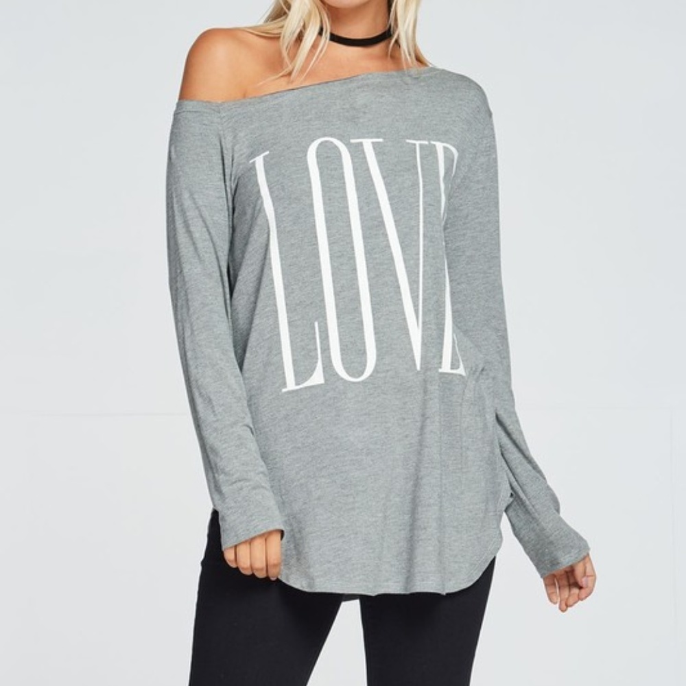 NWT One Shoulder "Love" Top